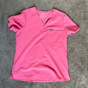 FIGS Neon Pink Catarina Scrub Top